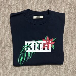 Kith Men's Size S In Bloom Classic Navy Blue Short Sleeve Streetwear Shirt